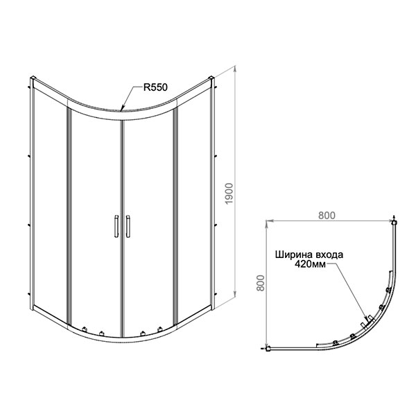 Душевой уголок 800х800х1900 Gem AM PM W90G-401-080WT Душевой уголок 800х800х1900 Gem AM PM W90G-401-080WT