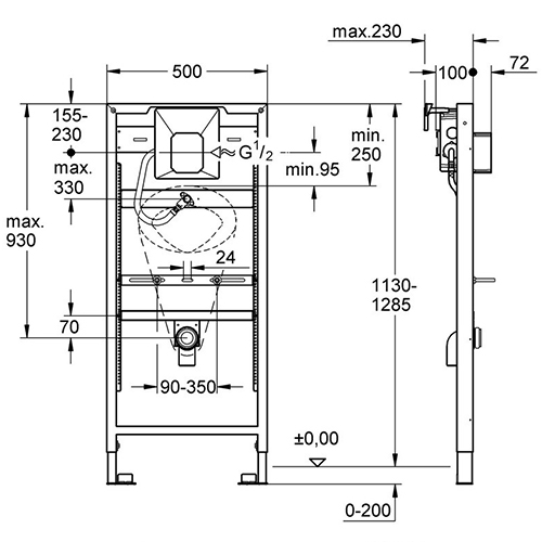 Система инсталляции для писсуаров 113см Rapid SL GROHE