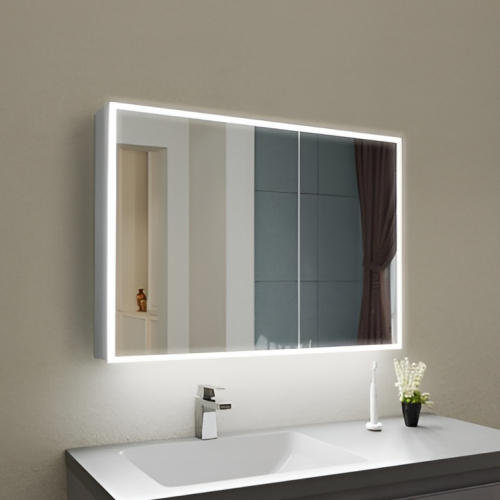 Зеркальный шкаф 800*700 LED ИК-датчик Антипар дверцы внутр ЗЕРКАЛЬНЫЕ Розетка ESBANO