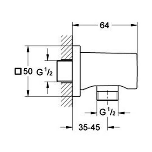 Шланговое подключение квадр GROHE 27076000 Шланговое подключение квадр GROHE 27076000