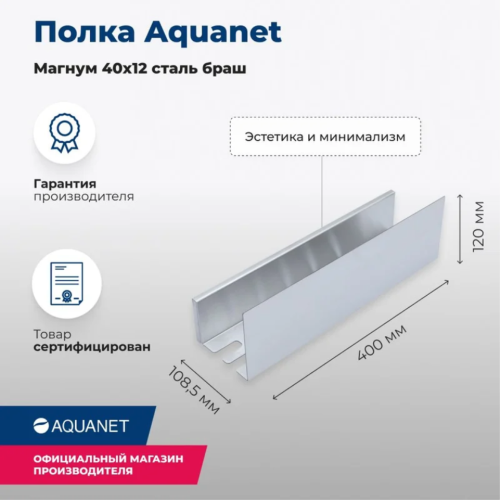 Полка Aquanet Магнум Н 334110 брашированная сталь