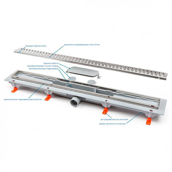 Водоотводящий желоб 750 Klasik/Floor MCH с сеточками CH 750 K сет