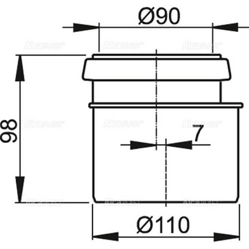 Соединитель-переход 90/110 для инсталляций Alcaplast M907