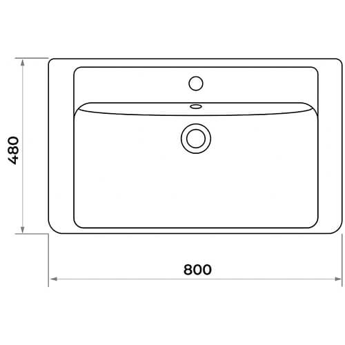 Тумба 800 1ящ + Раковина Q80 Белый мат Lande DIBORG