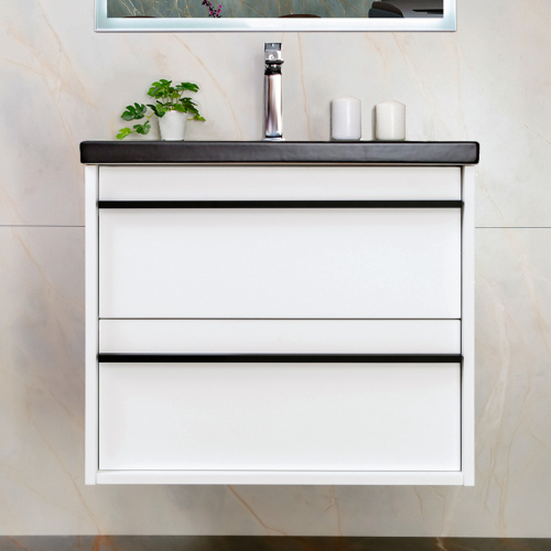 Тумба с раковиной AVS Графика 60 белая матовая с черной ручкой и раковиной