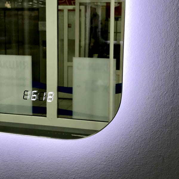 Зеркало с подсветкой AVS Каспий 80х55 см, часы