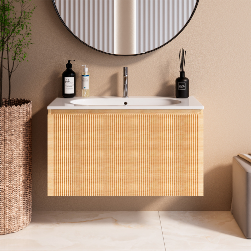 Тумба с раковиной AVS Форте 90 дуб светлый