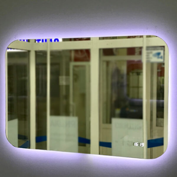 Зеркало с подсветкой AVS Каспий 80х55 см, часы