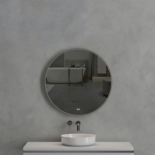 Зеркало с подсветкой AVS AZ 80 см, антипар, оружейная сталь