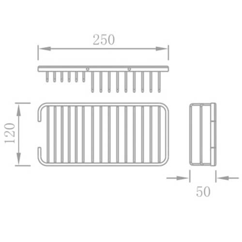 Полка AVS 880209 25,5 см рештка с мыльницей, хром