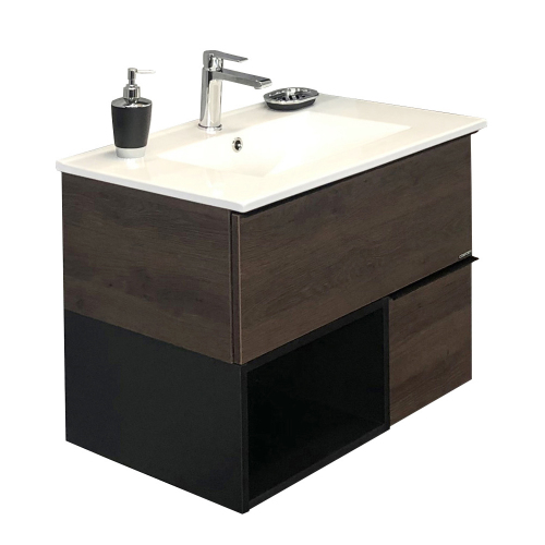Тумба с раковиной Comforty Франкфурт 00004150531 75 дуб шоколадно-коричневый