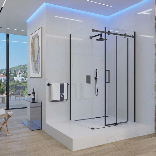 Душевой уголок Veconi Rovigo RV-074B профиль черный матовый, стекло прозрачное Душевой уголок Veconi Rovigo RV-074B профиль черный матовый, стекло прозрачное