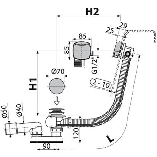 Слив-перелив-налив Alcaplast A564ANTIC