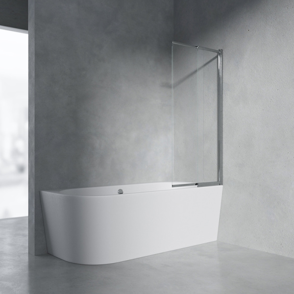 Шторка на ванну AVS Слайдер Плюс 80 профиль хром, стекло прозрачное