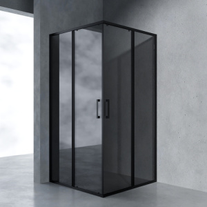 Душевой уголок AVS Куб Лайт 100x100 профиль черный матовый, стекло черное