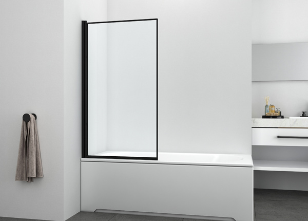 Шторка на ванну AVS Статика поворотная 80 профиль черный матовый, стекло прозрачное