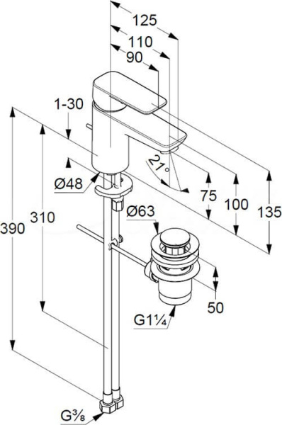 Комплект смесителей Kludi Pure&Style 403820575+406810575 хром