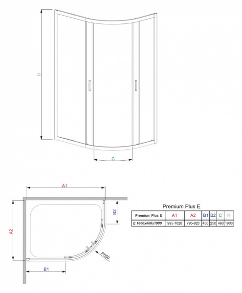 Душевой уголок Radaway Premium Plus 30491-01-06N 100х80 профиль хром, рифленое стекло Душевой уголок Radaway Premium Plus 30491-01-06N 100х80 профиль хром, рифленое стекло