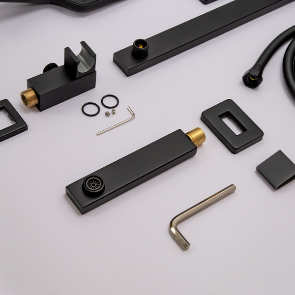 Душевой комплект AVS Cube 4в1черный матовый