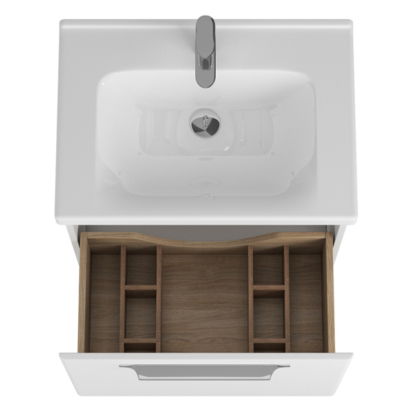 Тумба 650 1 ящ + Раковина Гармония Белый мат Lande DIBORG