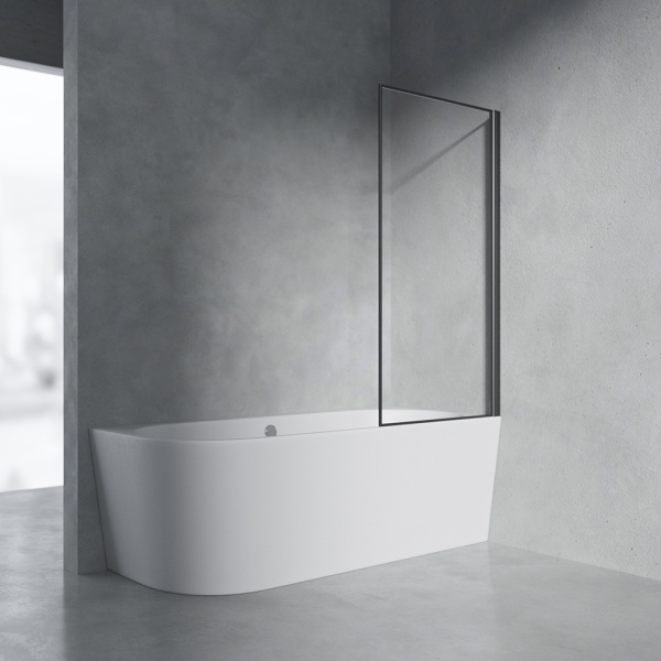 Шторка на ванну AVS Статика поворотная 80 профиль черный матовый, стекло прозрачное