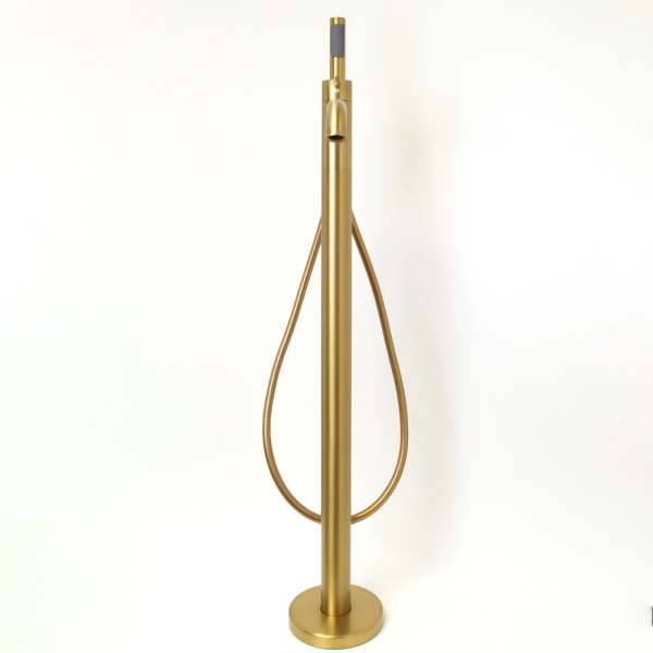 Смеситель для ванны с душем AVS Slimmer напольный, брашированное золото