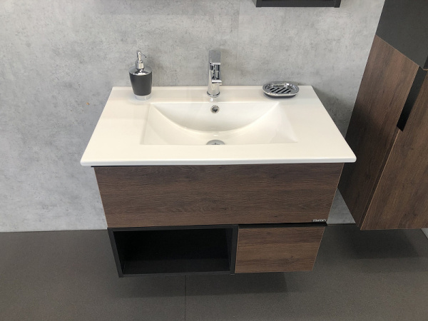 Тумба с раковиной Comforty Франкфурт 00004150531 75 дуб шоколадно-коричневый