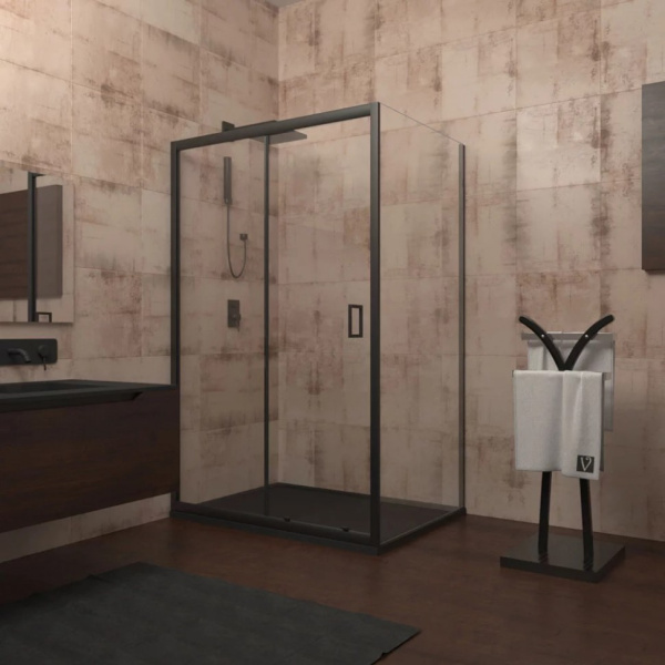 Душевой уголок Veconi Rovigo RV-040B 100x80 профиль черный матовый, стекло прозрачное Душевой уголок Veconi Rovigo RV-040B 100x80 профиль черный матовый, стекло прозрачное