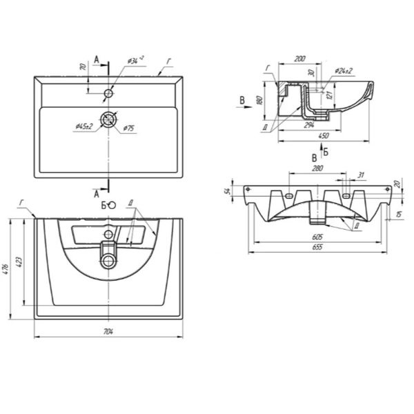 Тумба с раковиной Дрея Q70 Neo Aqwella Neo.01.07/1