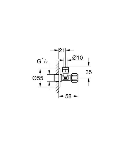 Кран угловой 1/2х3/8 с цангой GROHE 2201800M Кран угловой 1/2х3/8 с цангой GROHE 2201800M