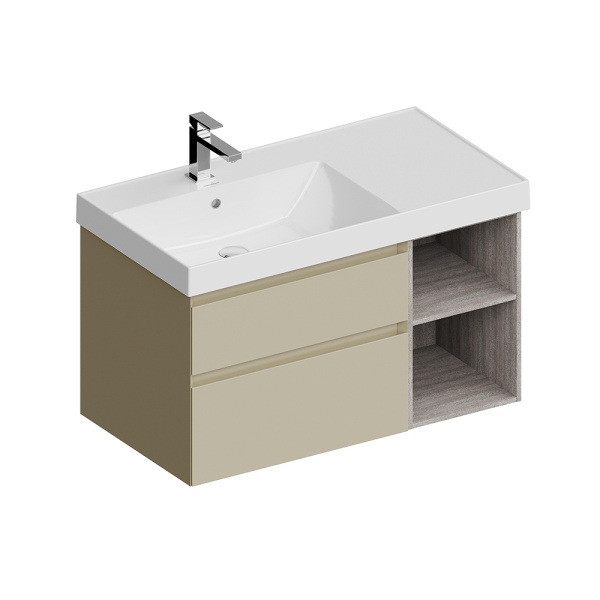 Тумба с раковиной Kerama Marazzi Cubo 90 L лимо матовая древесная