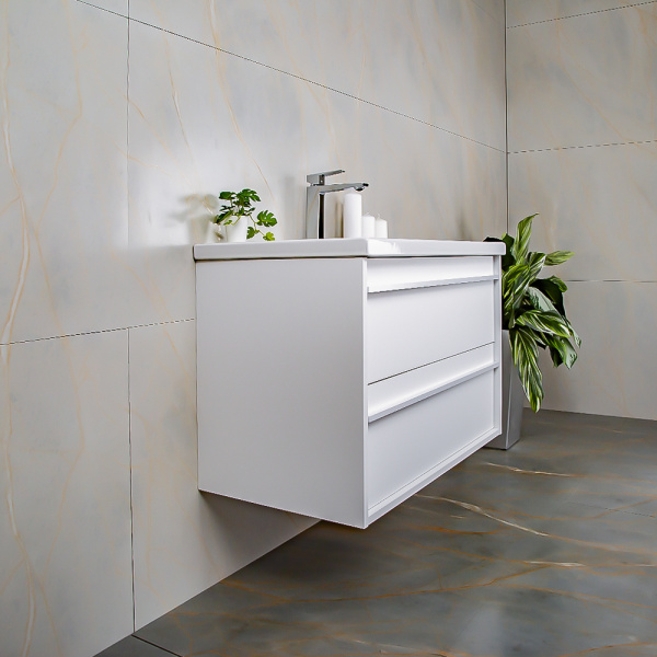 Тумба с раковиной AVS Графика 80 белая матовая с белой ручкой