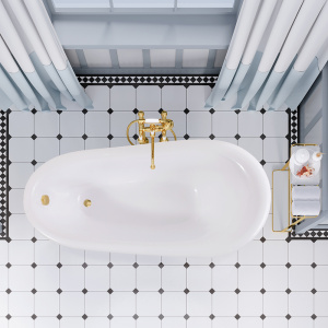 Ванна из искусственного камня Aqua de Marco Edelweiss 170x80 белая с ножками золото Ванна из искусственного камня Aqua de Marco Edelweiss 170x80 белая с ножками золото