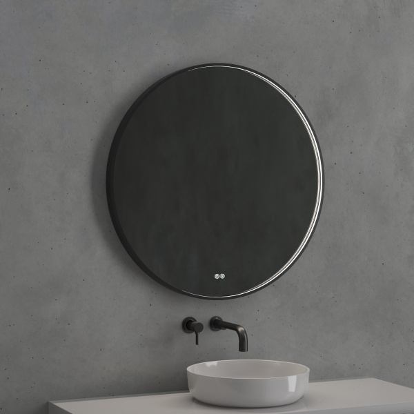 Зеркало с подсветкой AVS AZ 80 см, антипар, черное матовое