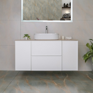 Тумба с раковиной AVS Палитра 120 (50x32) белая, 2 ящика и 2 дверки