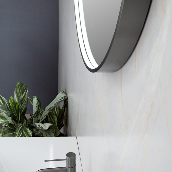 Зеркало с подсветкой AVS AZ 80 см, антипар, оружейная сталь