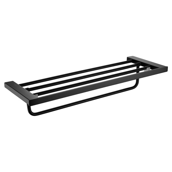 Полка для полотенец AVS Swart, 60 см, черный матовый, с полотенцедержателем