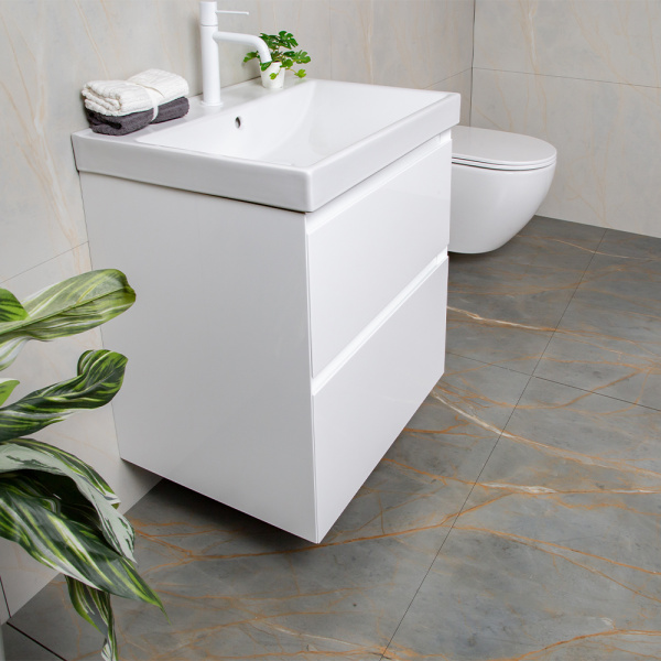 Тумба с раковиной AVS Гармония 60 белая (раковина 02 белая глянцевая)