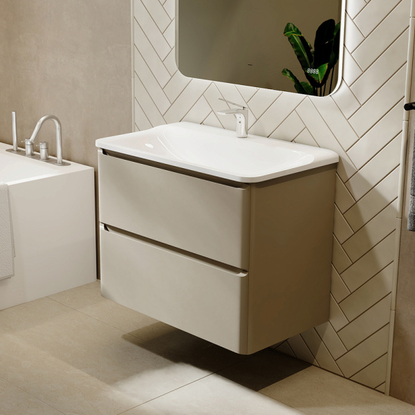 Тумба с раковиной RAVAL Welto 80 2 ящика, светло-коричневая