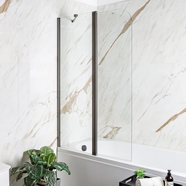 Шторка на ванну AVS Асти Дуо 100 см левая профиль оружейная сталь, прозрачное стекло