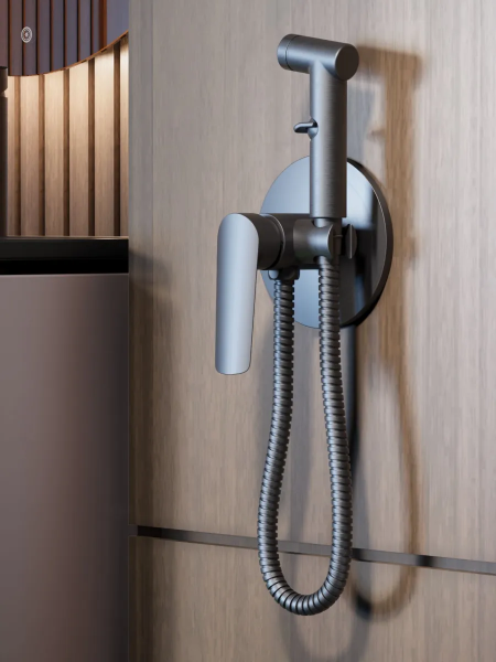 Гигиенический душ со смесителем ESKO Lagos SMHLGGM оружейная сталь Гигиенический душ со смесителем ESKO Lagos SMHLGGM оружейная сталь