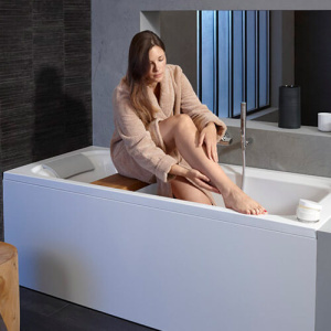 Ванна из искусственного камня Jacob Delafon Elite Flight 170x75 белая с ножками и экраном
