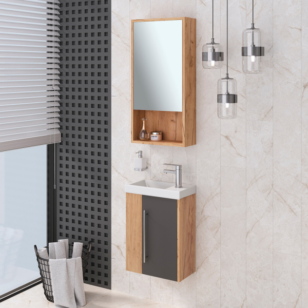 Тумба с раковиной Aqua de Marco Melbourne 40 дуб/серый