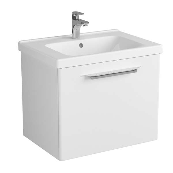 Тумба 650 1 ящ + Раковина Гармония Белый мат Lande DIBORG