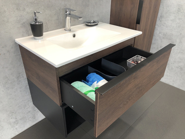 Тумба с раковиной Comforty Франкфурт 00004150531 75 дуб шоколадно-коричневый