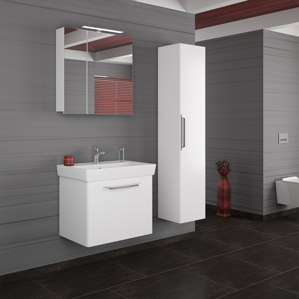 Тумба 700 1ящ + Раковина Q70 Белый мат Lande DIBORG