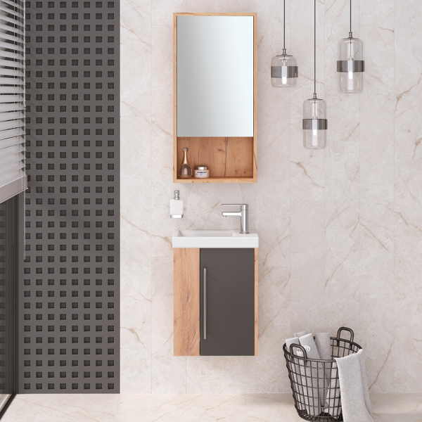 Тумба с раковиной Aqua de Marco Melbourne 40 дуб/серый