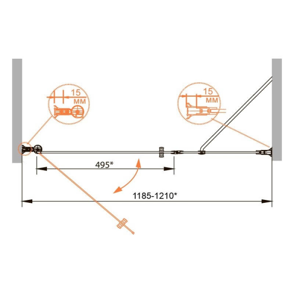 Душевая дверь в нишу Cezares Royal Palace ROYAL PALACE-B-12-60/60-C 120 профиль хром, прозрачное стекло с узором Душевая дверь в нишу Cezares Royal Palace ROYAL PALACE-B-12-60/60-C 120 профиль хром, прозрачное стекло с узором