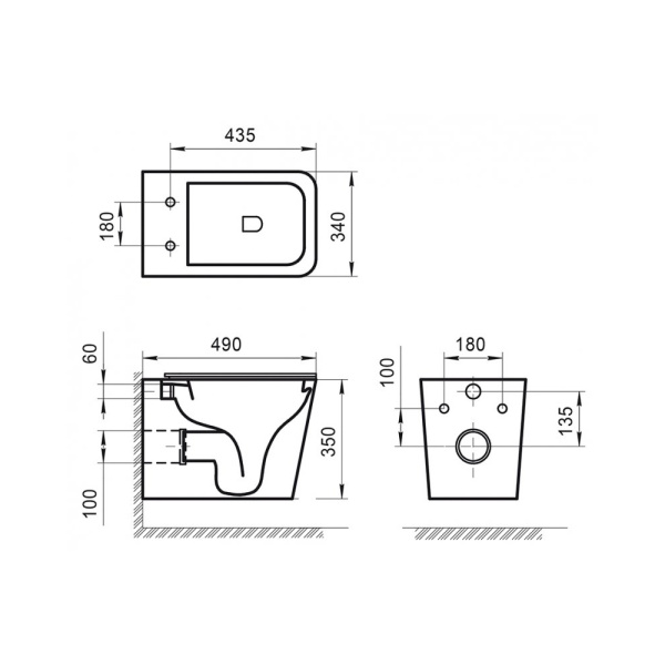 Унитаз подвесной с сиденьем ARDENTE-R BELBAGNO BB520CHR+BB2322SC