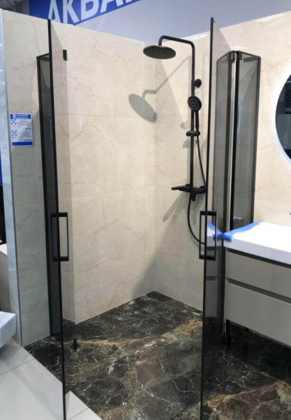 Душевой уголок Cezares Slider SLIDER-AH-2-90/100-100/110-GRIGIO-NERO 90-100х100-110 профиль черный, тонированное стекло Душевой уголок Cezares Slider SLIDER-AH-2-90/100-100/110-GRIGIO-NERO 90-100х100-110 профиль черный, тонированное стекло